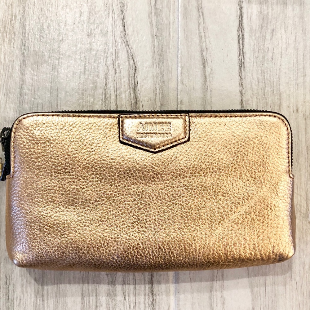 Aimee Kestenberg Gold Double Zip clutch